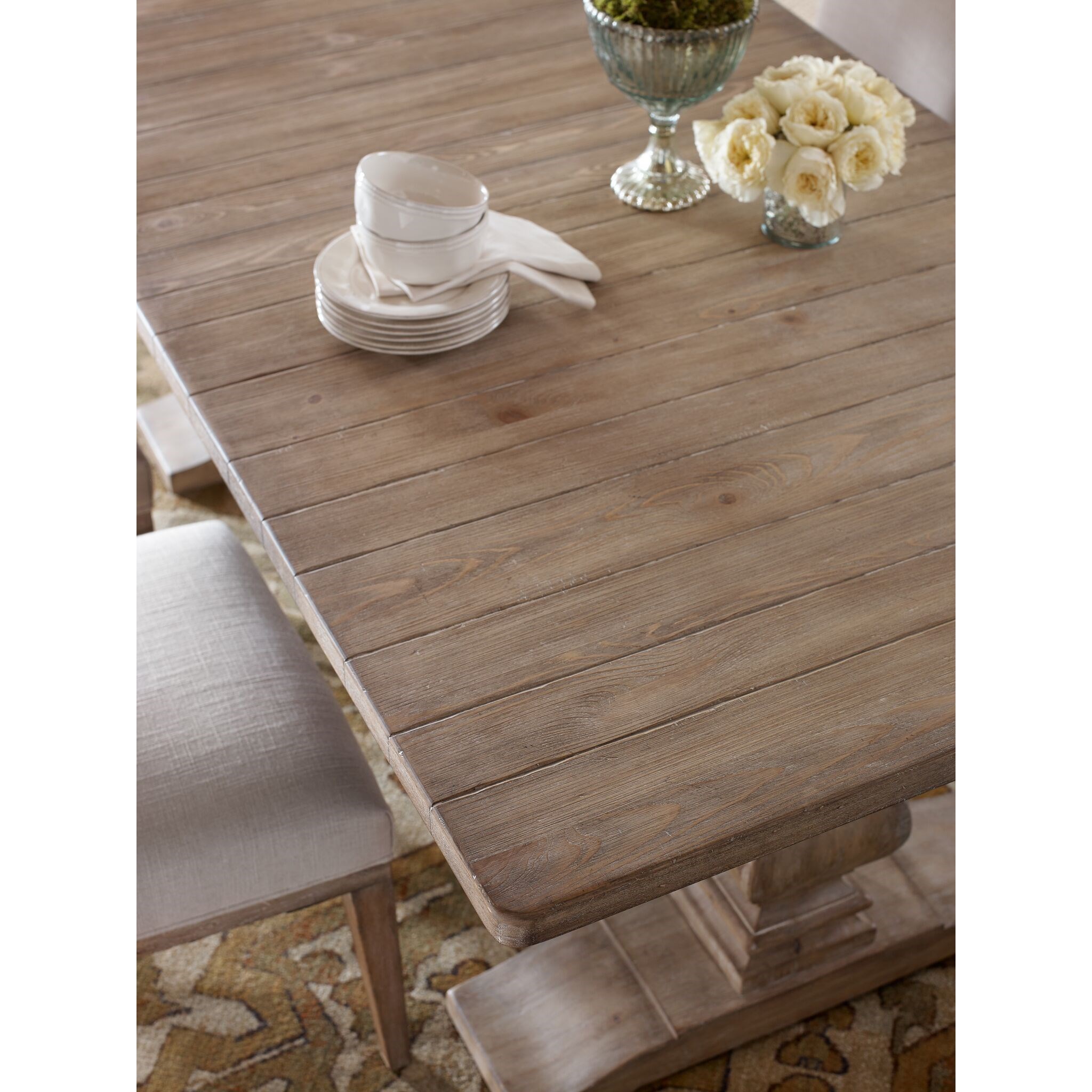 Rachael Ray Home Monteverdi 7515 622K Traditional Trestle Table with 2 Leaves Howell Furniture Table Dining formal